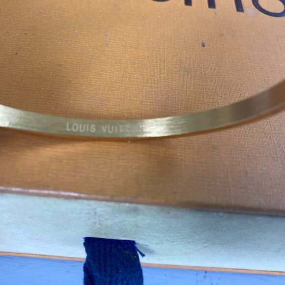 Louis Vuitton Bangle Bracelet Gold Tone Logos NO BOX - Picture 3 of 6